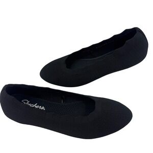 Skechers Cleo 2.0 Love Spell Black Scalloped Ballet Flats 158343 Women Size 10